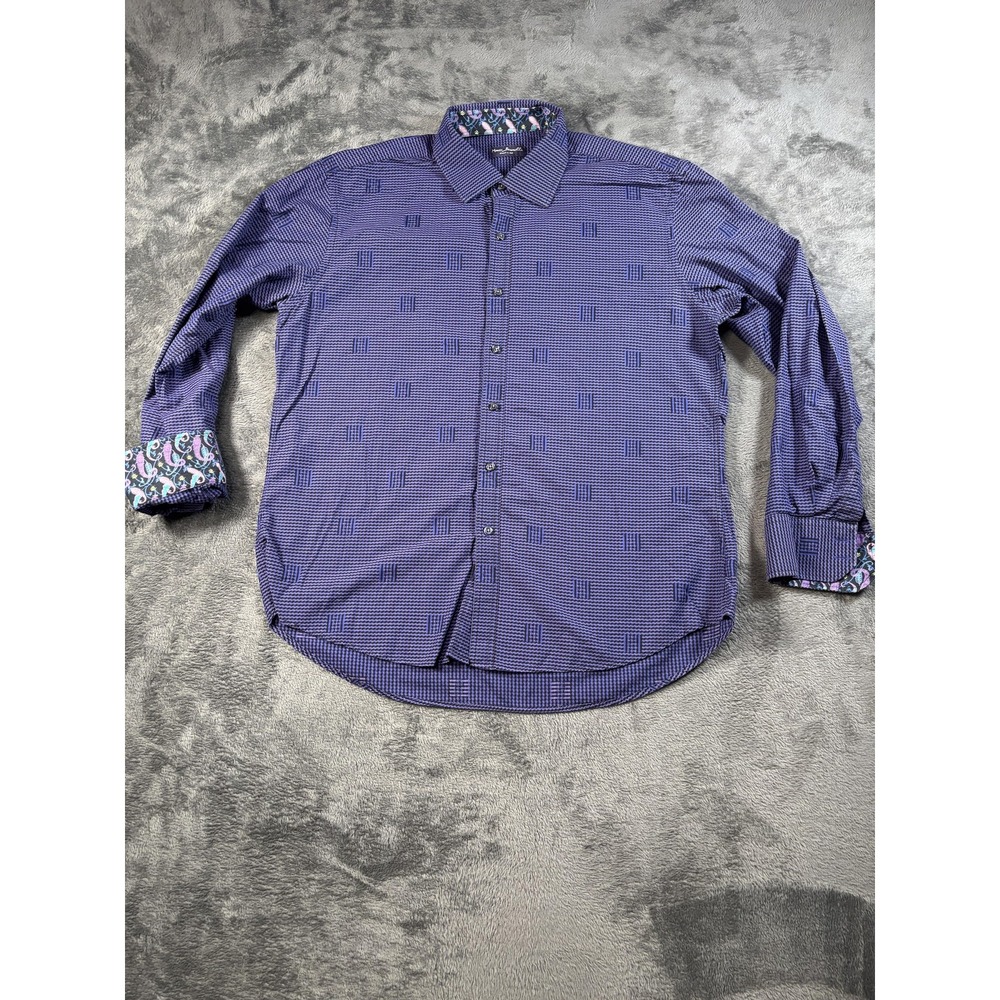 Marco Brunelli Shirt Mens XL Purple Check Long Sleeve Button Up Flip Cuff